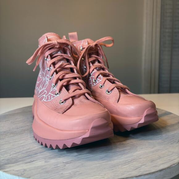 Converse Run Star Hike High Top Pink Quartez Floral Rose 571877C Women's Sz 7.5 - Picture 6 of 12